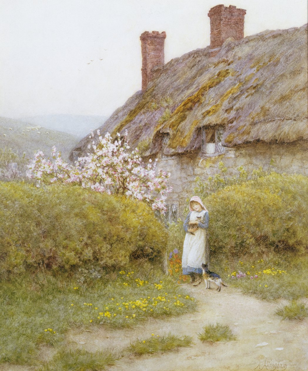 Dorsetshire Cottage (akvarel na papíře) od Helen Allingham