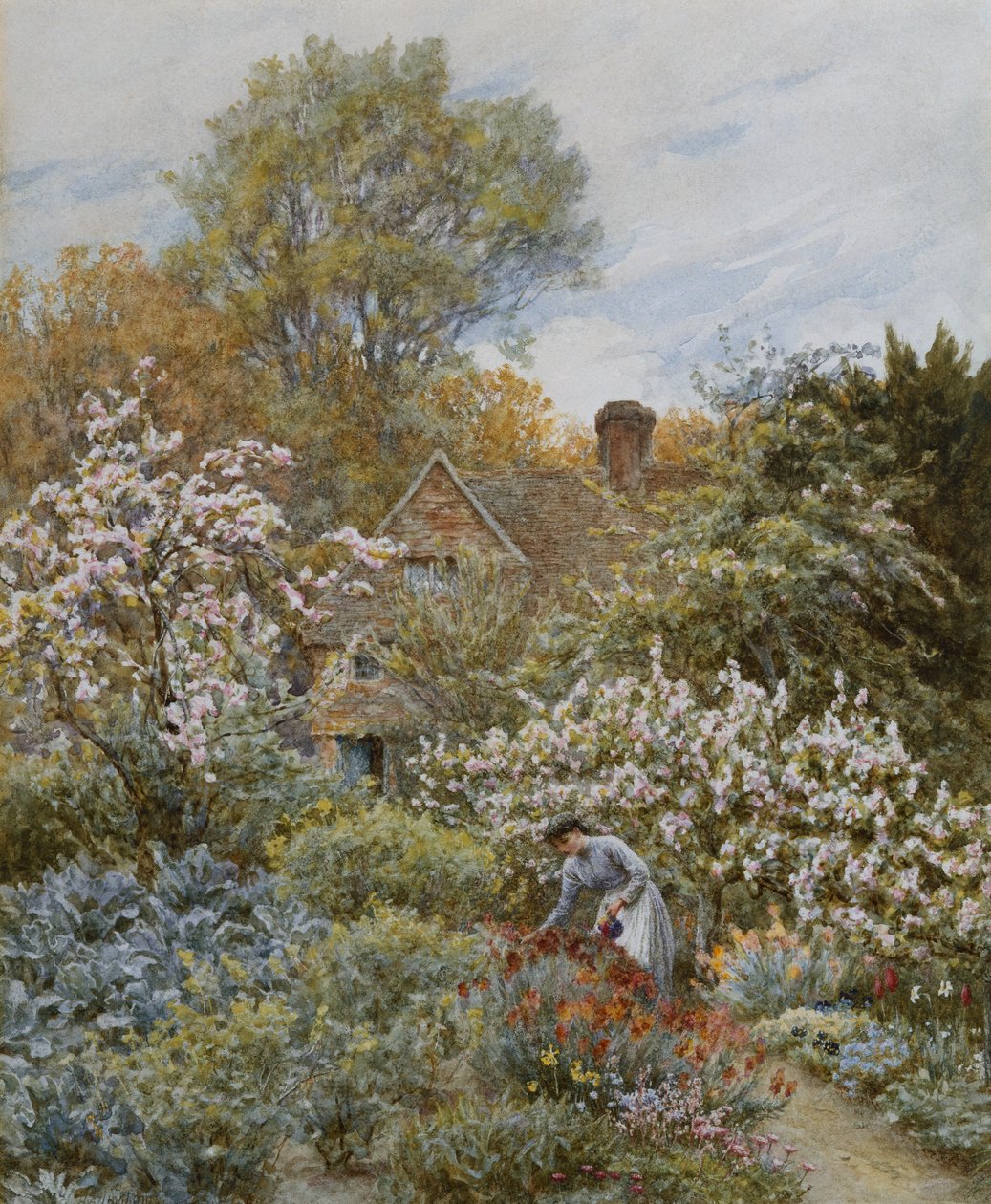 Zahrada na jaře od Helen Allingham