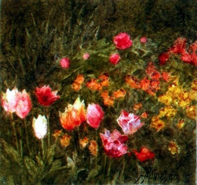 Jarní zahrada (akvarel) od Helen Allingham