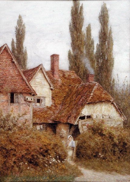 An Old Farm at Didcot, c.1918 (akvarel a bodycolor na papíře) od Helen Allingham