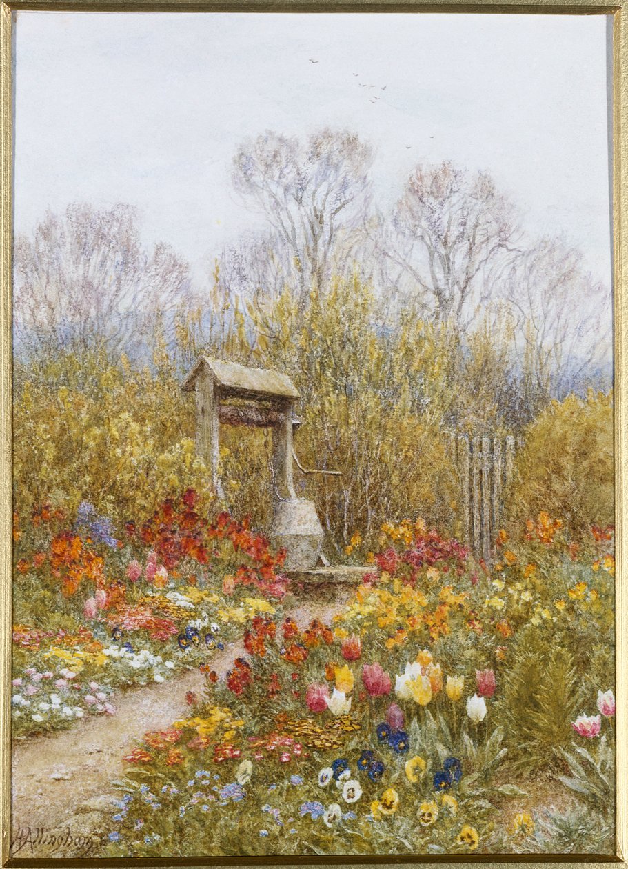 Stará studna, potok, Surrey (akvarel) od Helen Allingham