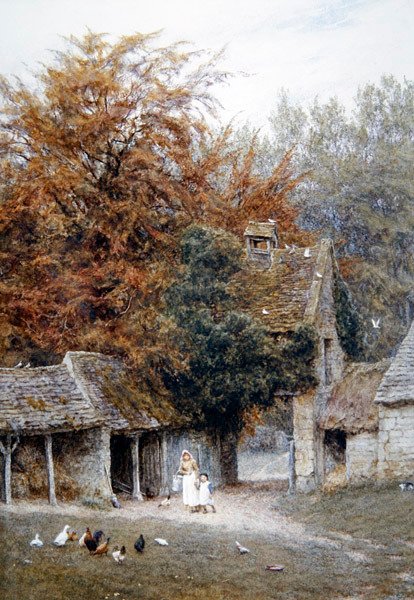 V Lower Dowdeswellu u Cheltenhamu (akvarel na papíře) od Helen Allingham