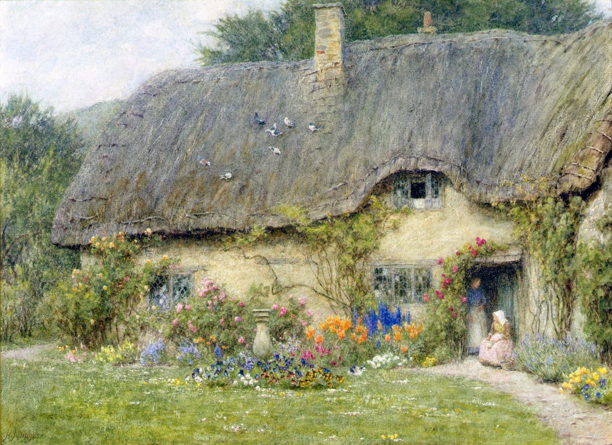 Ve Wroughton, Wiltshire (akvarel na papíře) od Helen Allingham