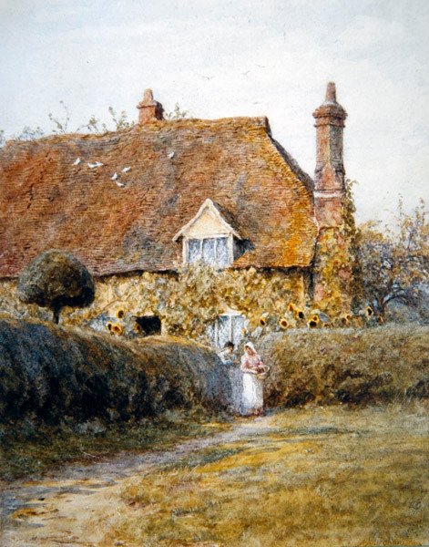 U chatové brány (akvarel na papíře) od Helen Allingham