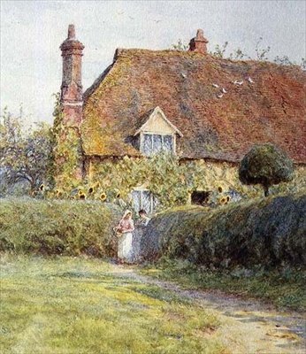 U brány chaty od Helen Allingham