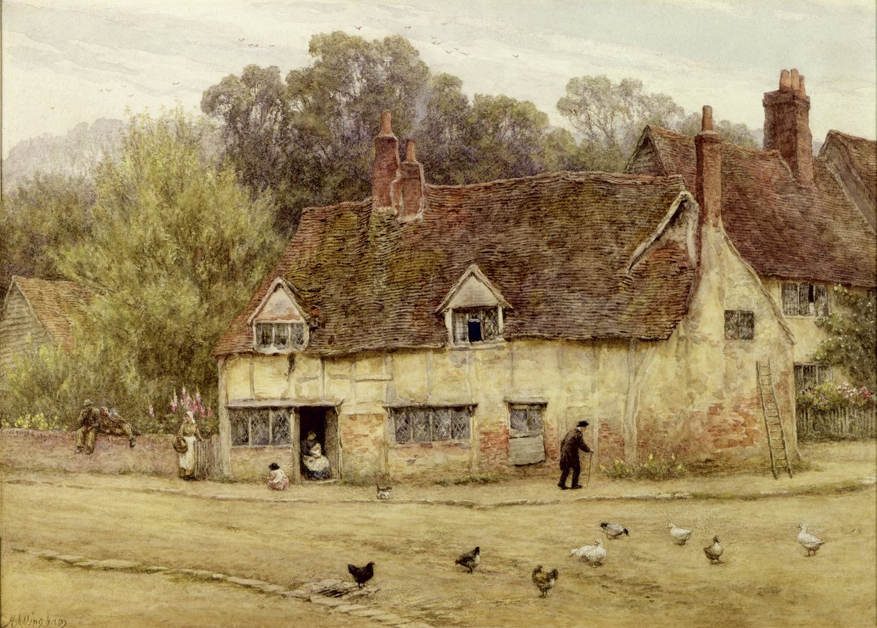 U staré chalupy (akvarel na papíře) od Helen Allingham