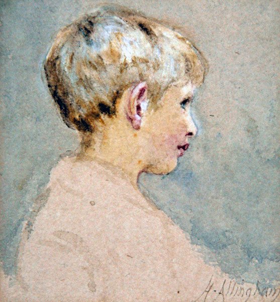 Hlava chlapce (akvarel na papíře) od Helen Allingham
