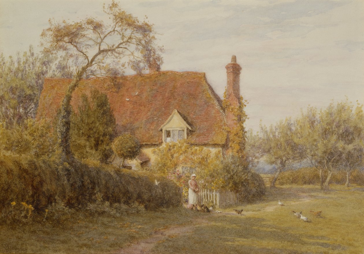 Hedges Farm, East End Farm, Pinner (tužka a akvarel) od Helen Allingham