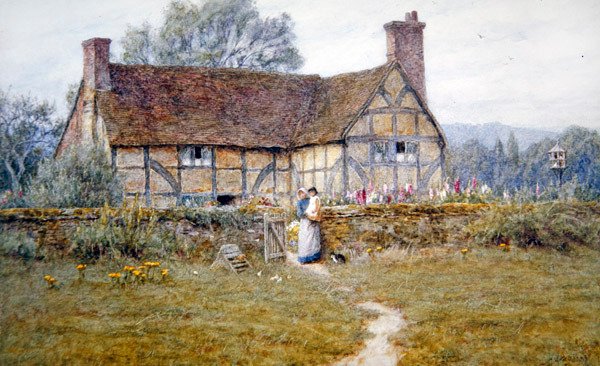 Stará chata v Alfriston (akvarel na papíře) od Helen Allingham