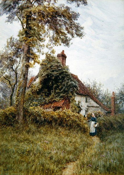 Stará farma v Pinner (akvarel na papíře) od Helen Allingham