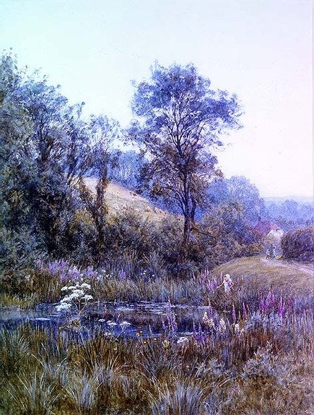 Sbírání květin u rybníka od Helen Allingham