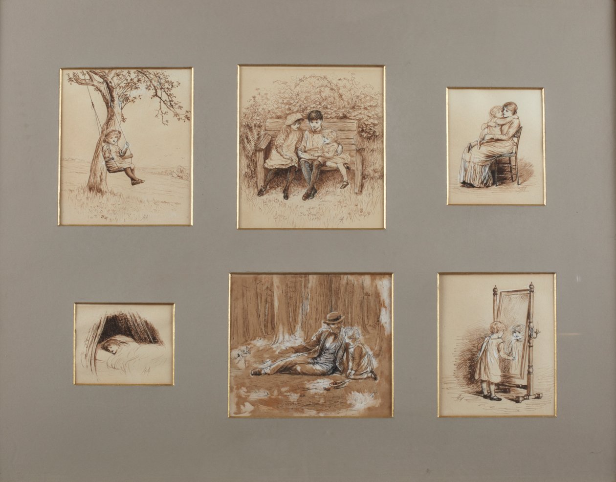 Říkadla pro mladé lidi (sépiové pero a mytí na papíře) od Helen Allingham