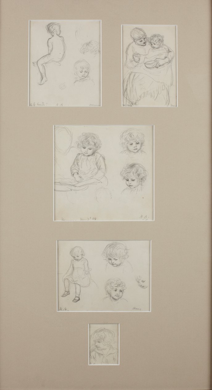 Sketches of Henry Allingham, c.1884 (tužka na papíře) od Helen Allingham