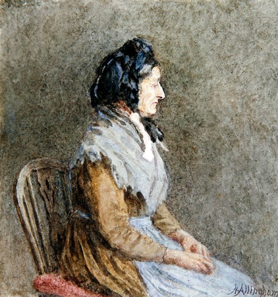 Modrý šátek (akvarel na papíře) od Helen Allingham