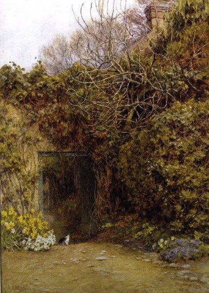 The Dairy Door, Farringford, domov lorda Tennysona od Helen Allingham
