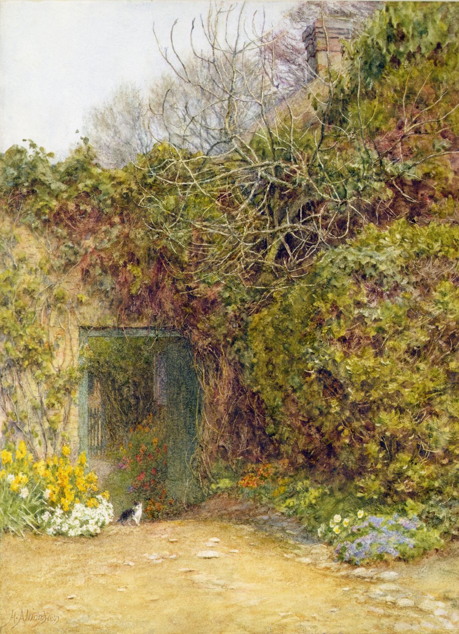 The Kitchen Garden, Farringford (akvarel a tělová barva na papíře) od Helen Allingham