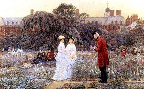 Zahrada starých mužů, nemocnice Chelsea od Helen Allingham