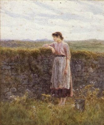 Mladá dojička (akvarel) od Helen Allingham