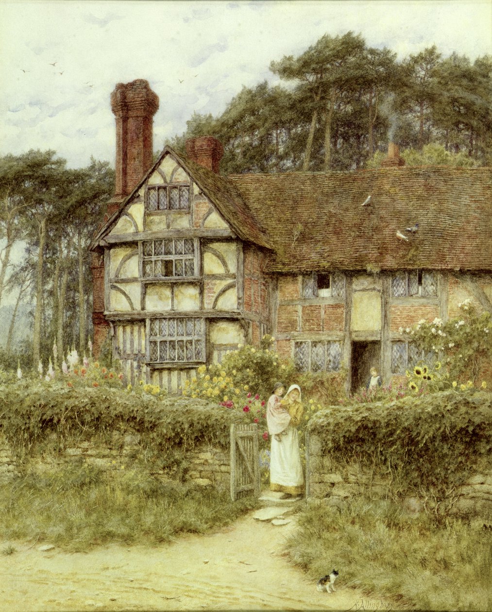 Unstead Farm, Godalming (akvarel na papíře) od Helen Allingham