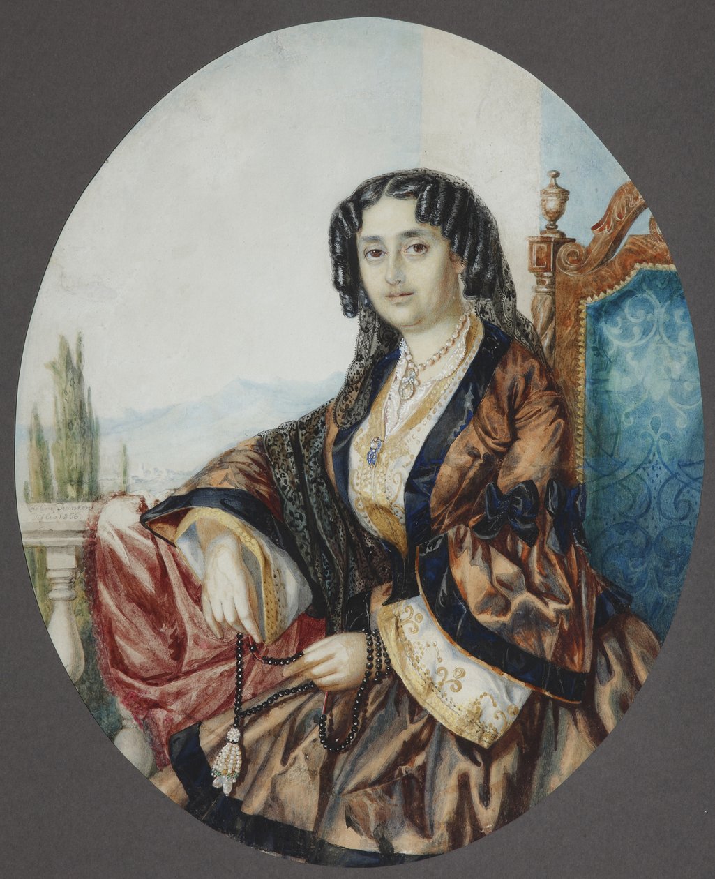Portrét princezny Nino Aleksandrovna Griboyedova rozené Chavchavadze, 1856 od Helene Franken