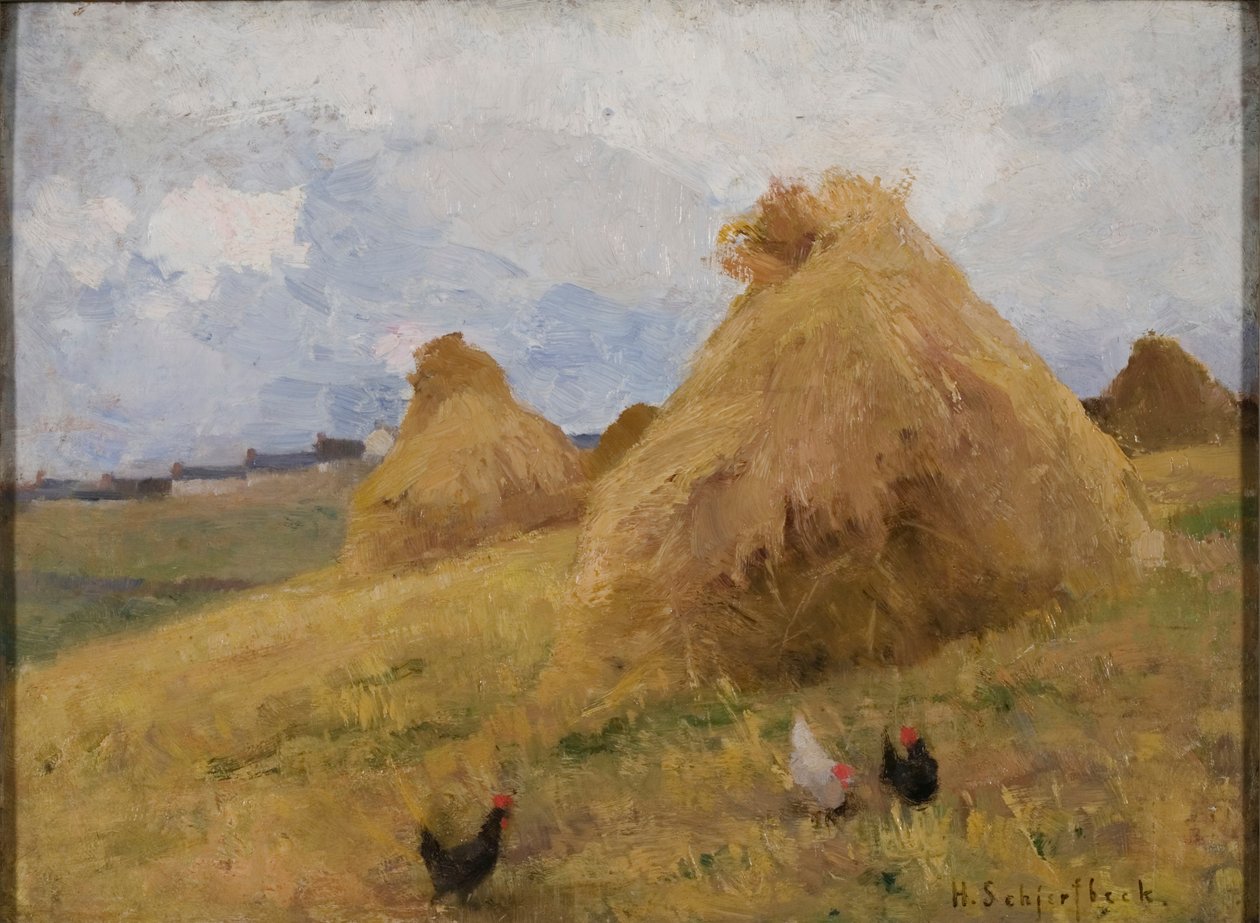Kuřata mezi Cornstooks, kolem 1888 (olej na plátně) od Helene Schjerfbeck