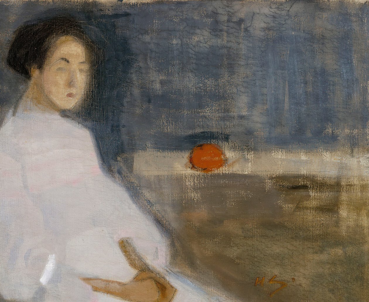 Kostýmní obrázek Dívka s pomerančem, Bakerova dcera, 1908-1909. od Helene Schjerfbeck