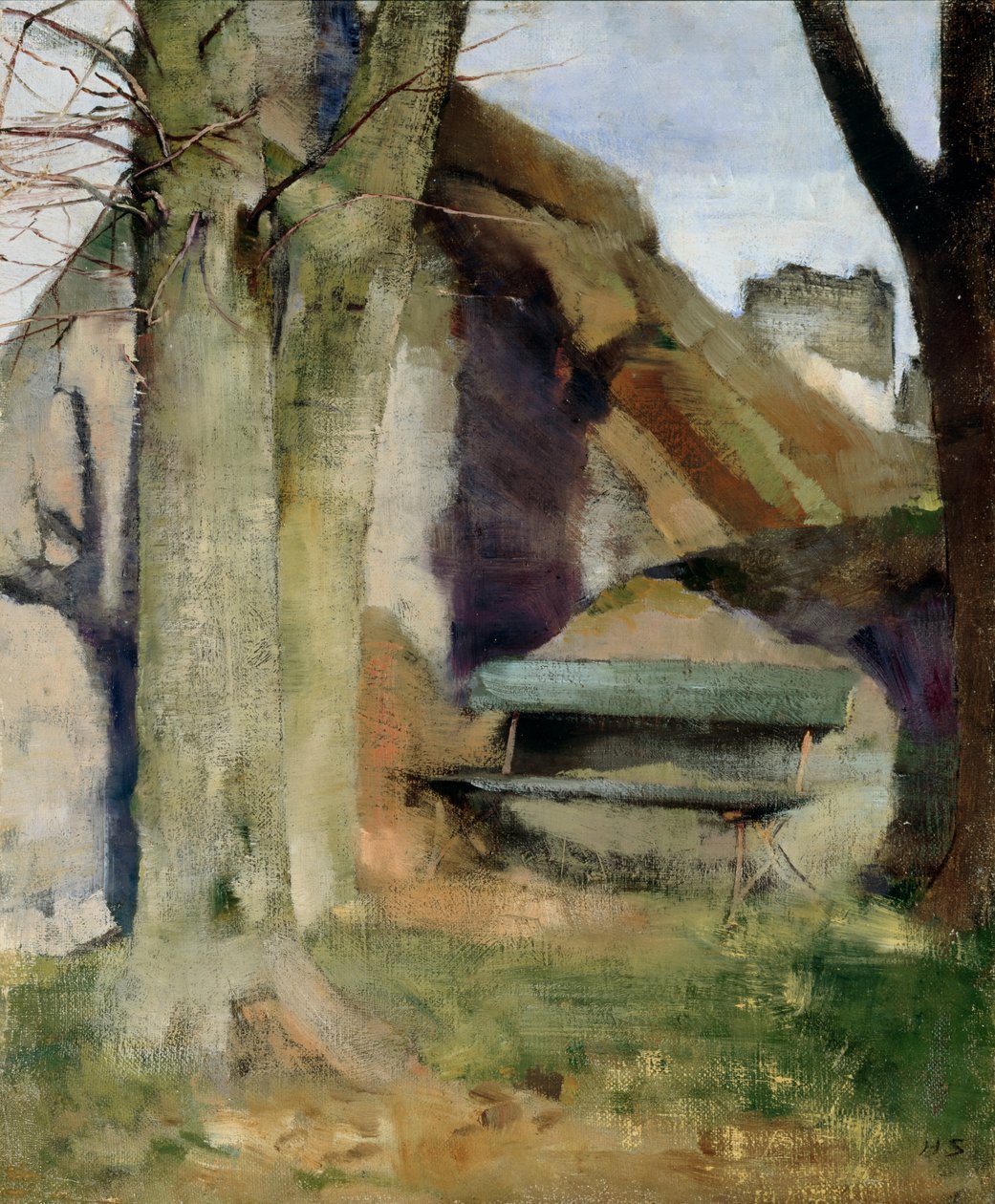 Stín na zdi (olej na plátně položeném na panelu) od Helene Schjerfbeck