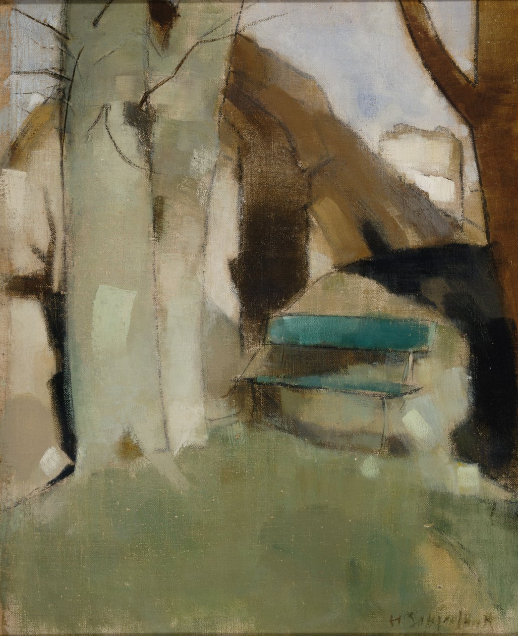 Stín na zdi II (Zelená lavice) od Helene Schjerfbeck