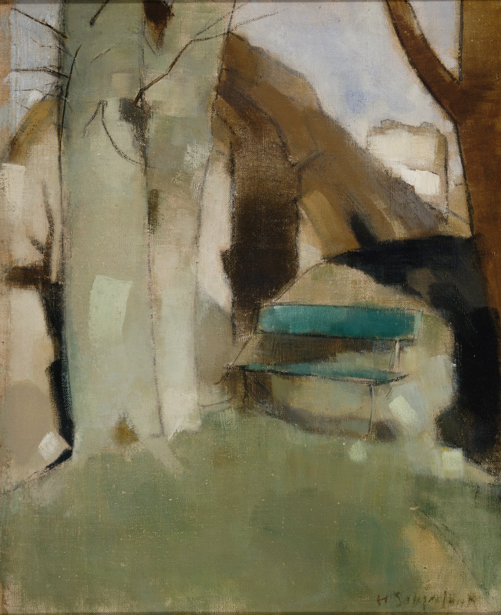 Stín na zdi II Zelená lavice, 1928. od Helene Schjerfbeck