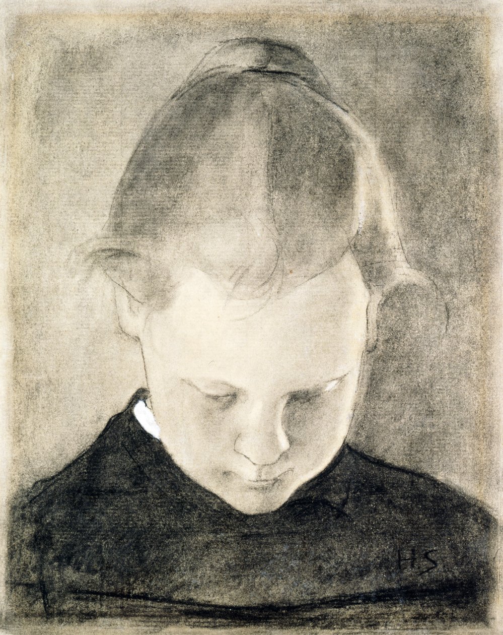 The Reading Girl, cca 1905 (uhlí a kvaš na papíře) od Helene Schjerfbeck