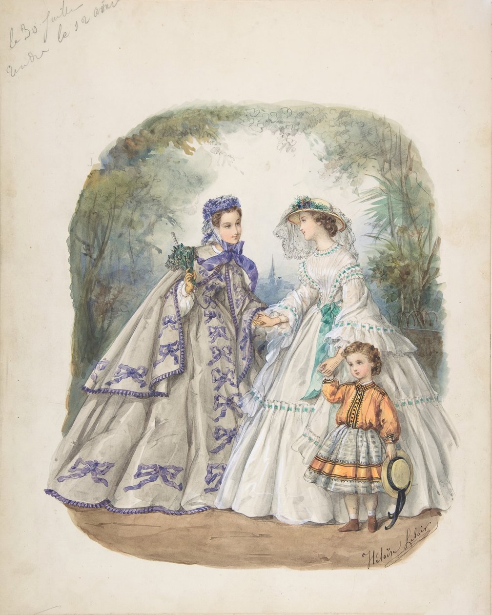 Ilustrace pro francouzský módní časopis, ca. 1862. od Heloise Leloir