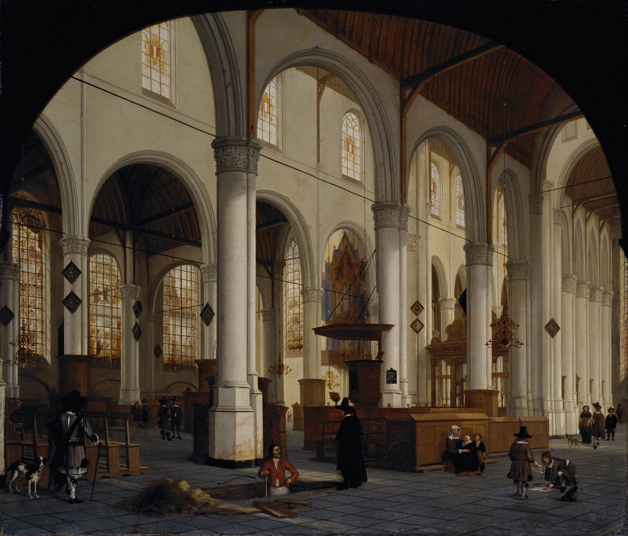 Interiér svatého Janskerka v Goudě od Hendrik Cornelisz. van Vliet