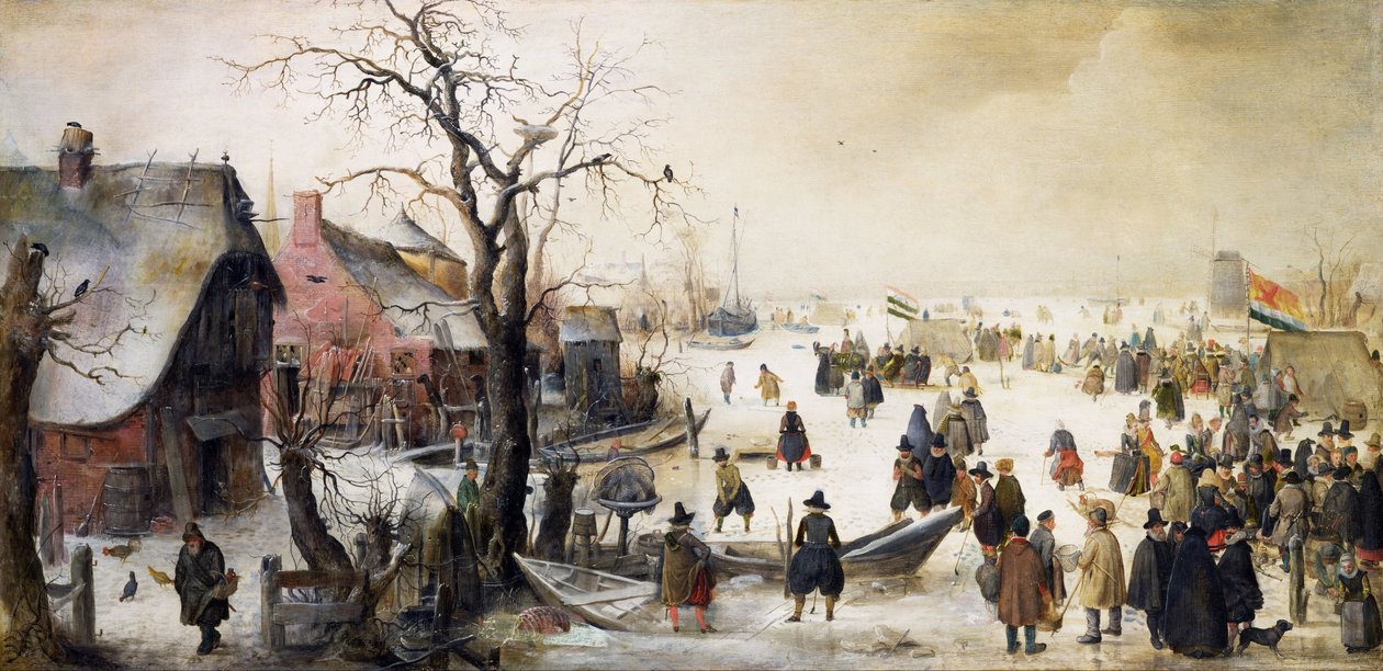 Zimní scéna na kanálu od Hendrick Avercamp