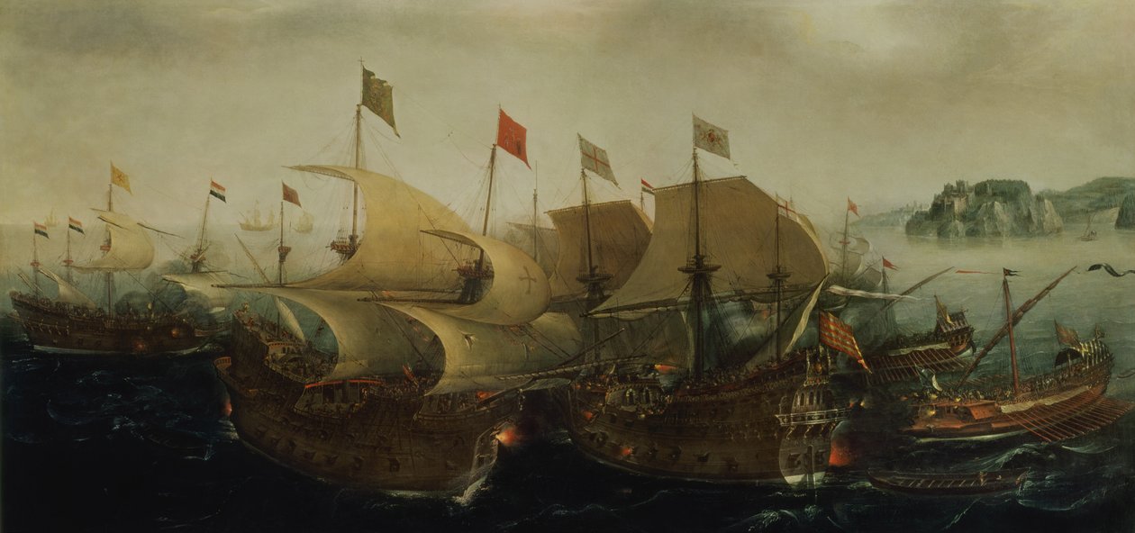 Námořní akce, možná bitva o Cádiz, 1596 od Hendrick Cornelisz. Vroom