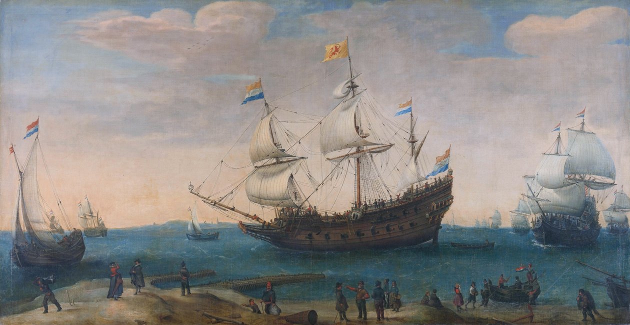 Mauricius a další východní Indiamen od Hendrick Cornelisz. Vroom