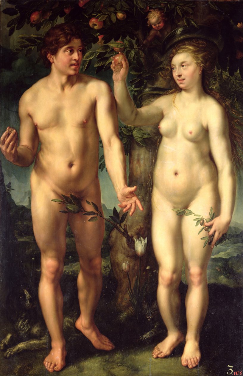 Adam a Eva, 1608 od Hendrik Goltzius