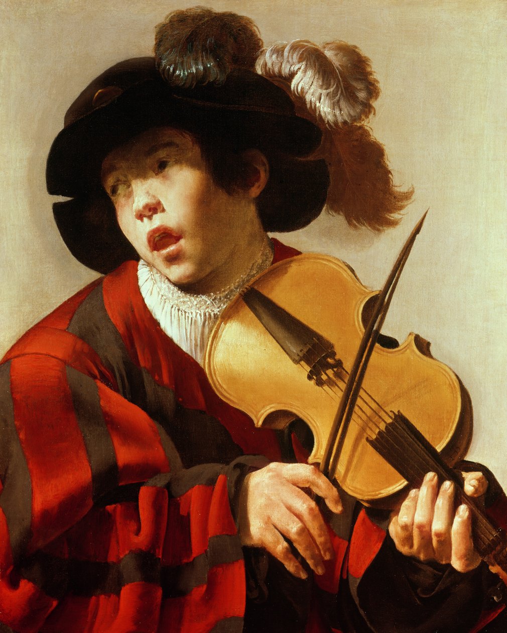 Chlapec hrající na strunný nástroj a zpěv, c.1627 od Hendrick ter Brugghen