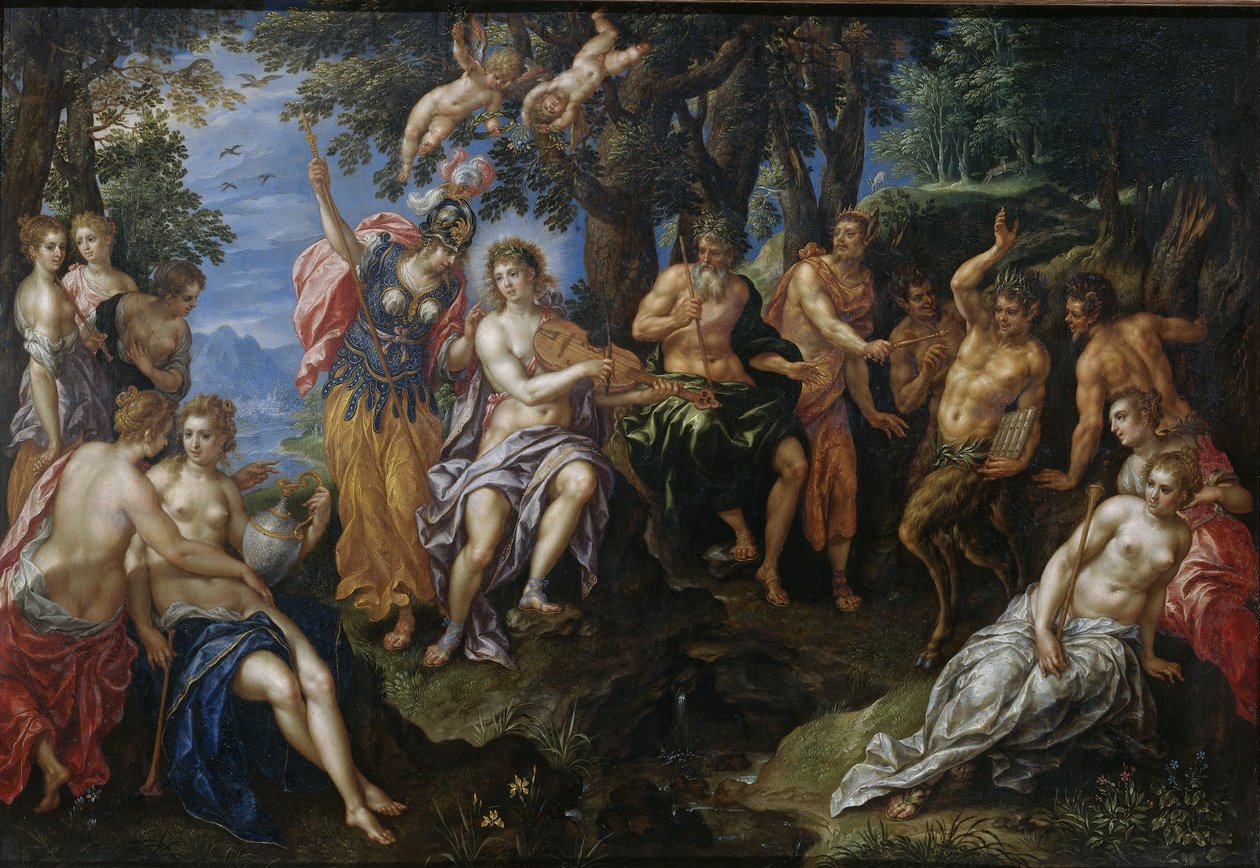 Soutěž mezi Apollem a Panem od Hendrick de Clerck