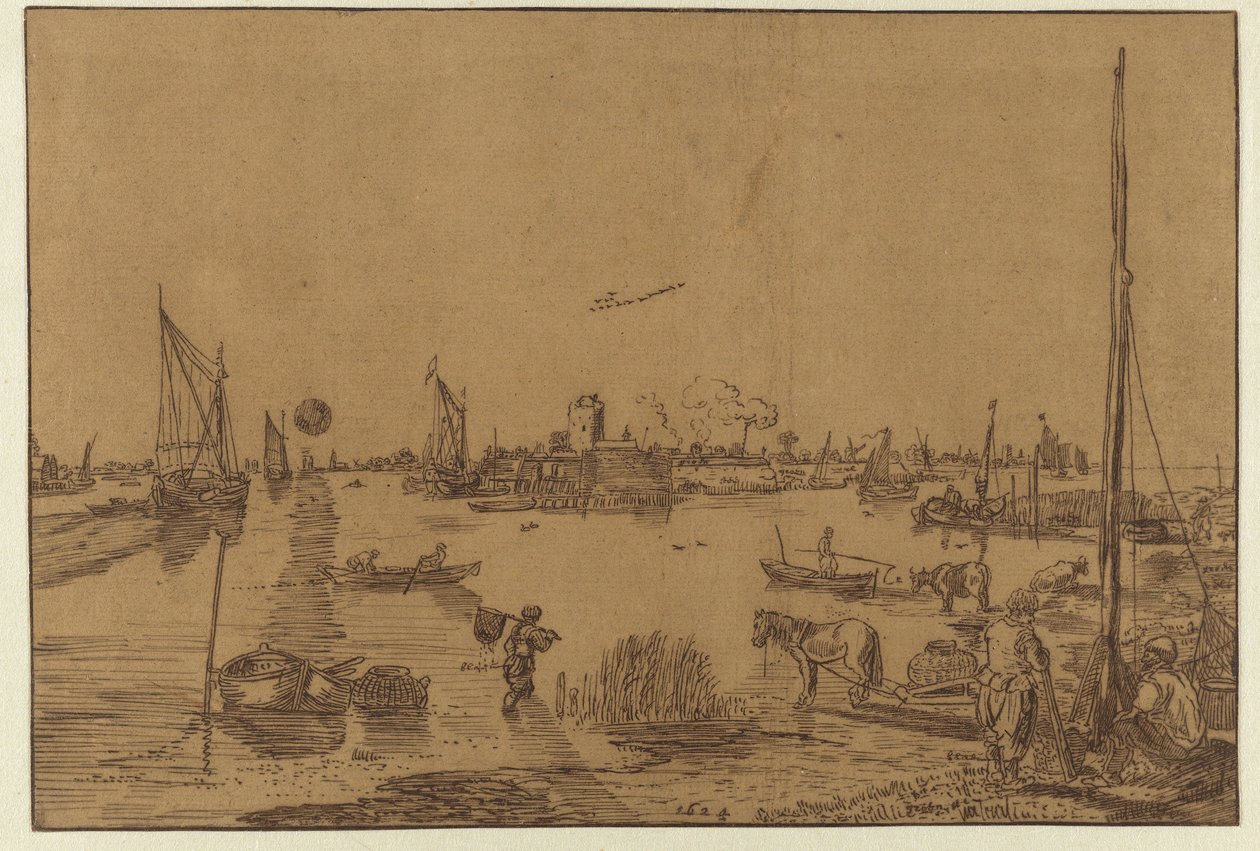Večerní krajina s rybáři od Hendrick Avercamp (possibly)