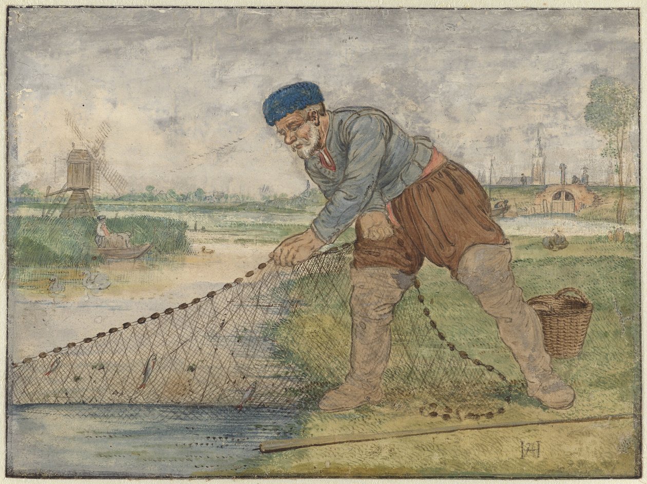 Rybář tahající ve své síti od Hendrick Avercamp