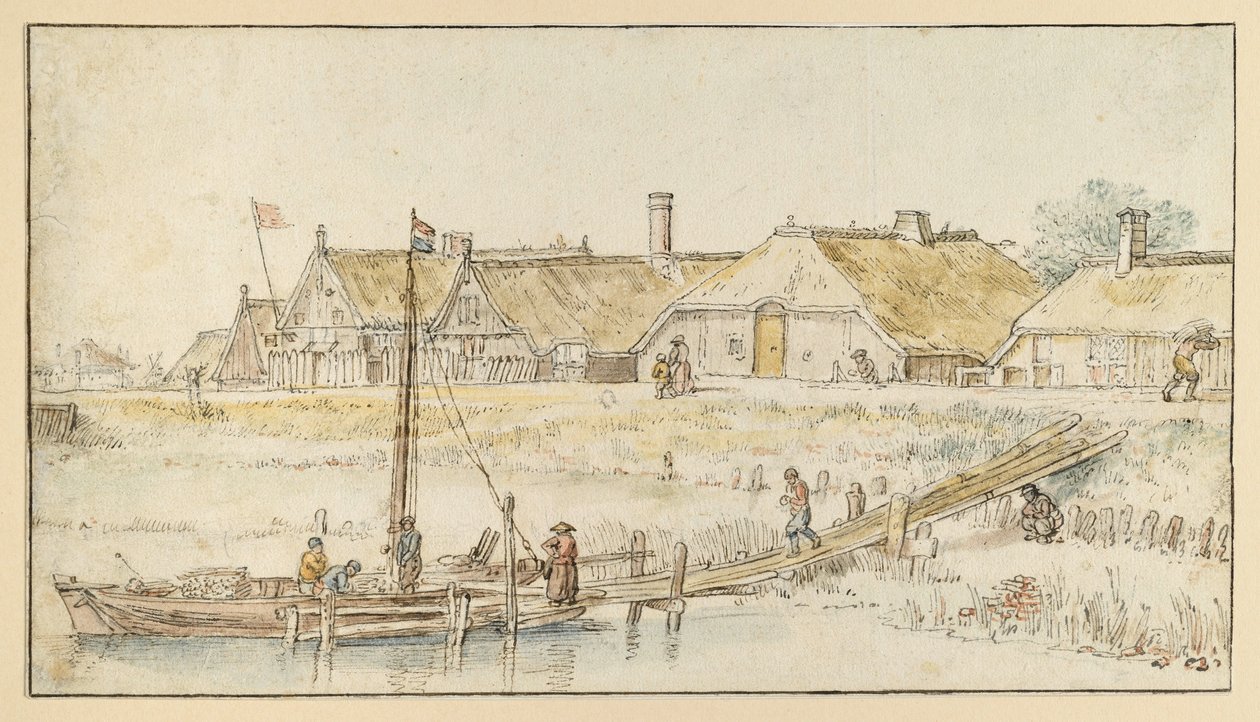 Vesnická ulice na břehu kanálu od Hendrick Avercamp