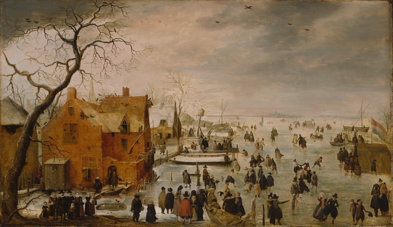 Nizozemsky: IJslandschap / Ice skating Zimní krajina s mnoha bruslaři od Hendrick Avercamp