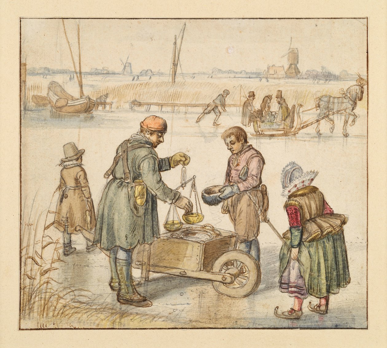 Obchodníci na ledě od Hendrick Avercamp