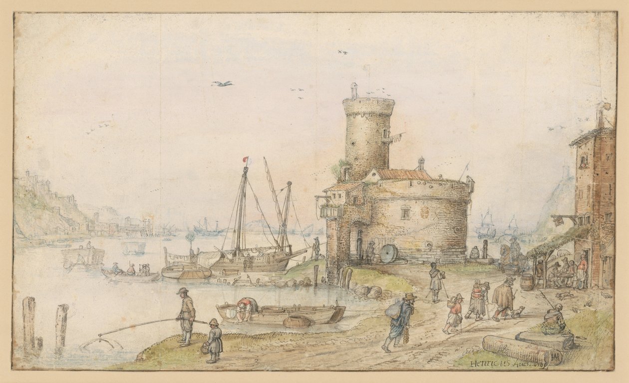 Město na řece od Hendrick Avercamp
