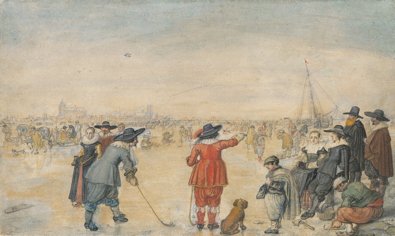 Zimní radovánky na zamrzlé řece Ijssel od Hendrick Avercamp