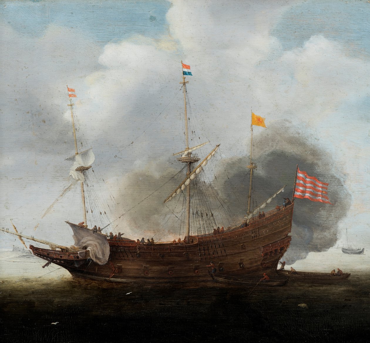 Válečná loď (olej na desce) od Hendrick Cornelisz Vroom