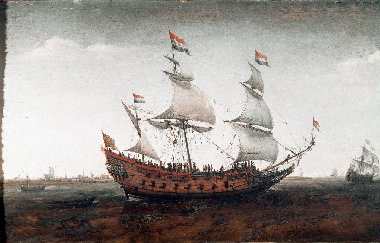 Holandská loď v hlubokém moři (Malba od Hendrick Cornelisz. Vroom