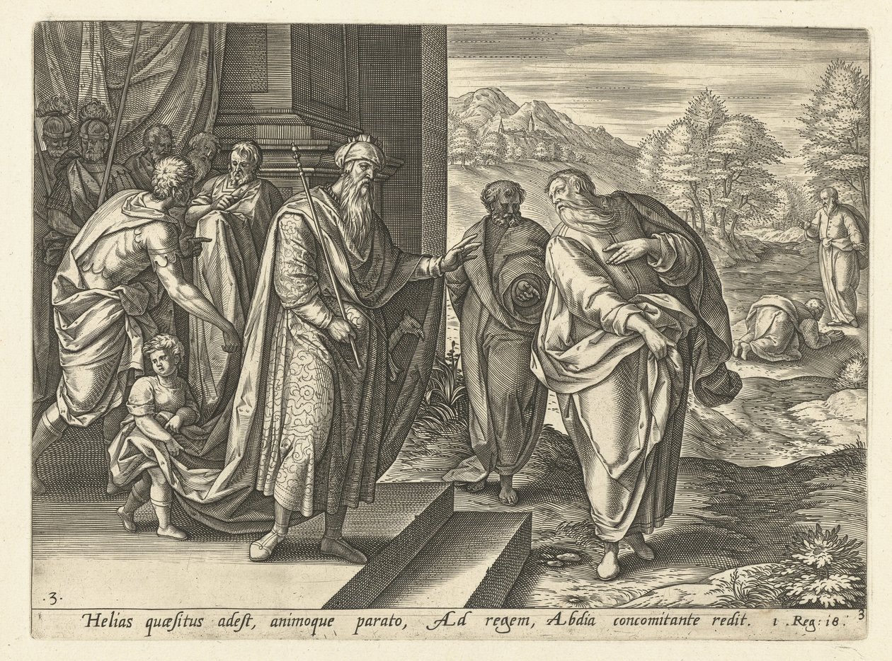 Eliáš mluví podruhé s králem Achabem Historie Eliáše (název série) od Hendrick Goltzius (rejected attribution)