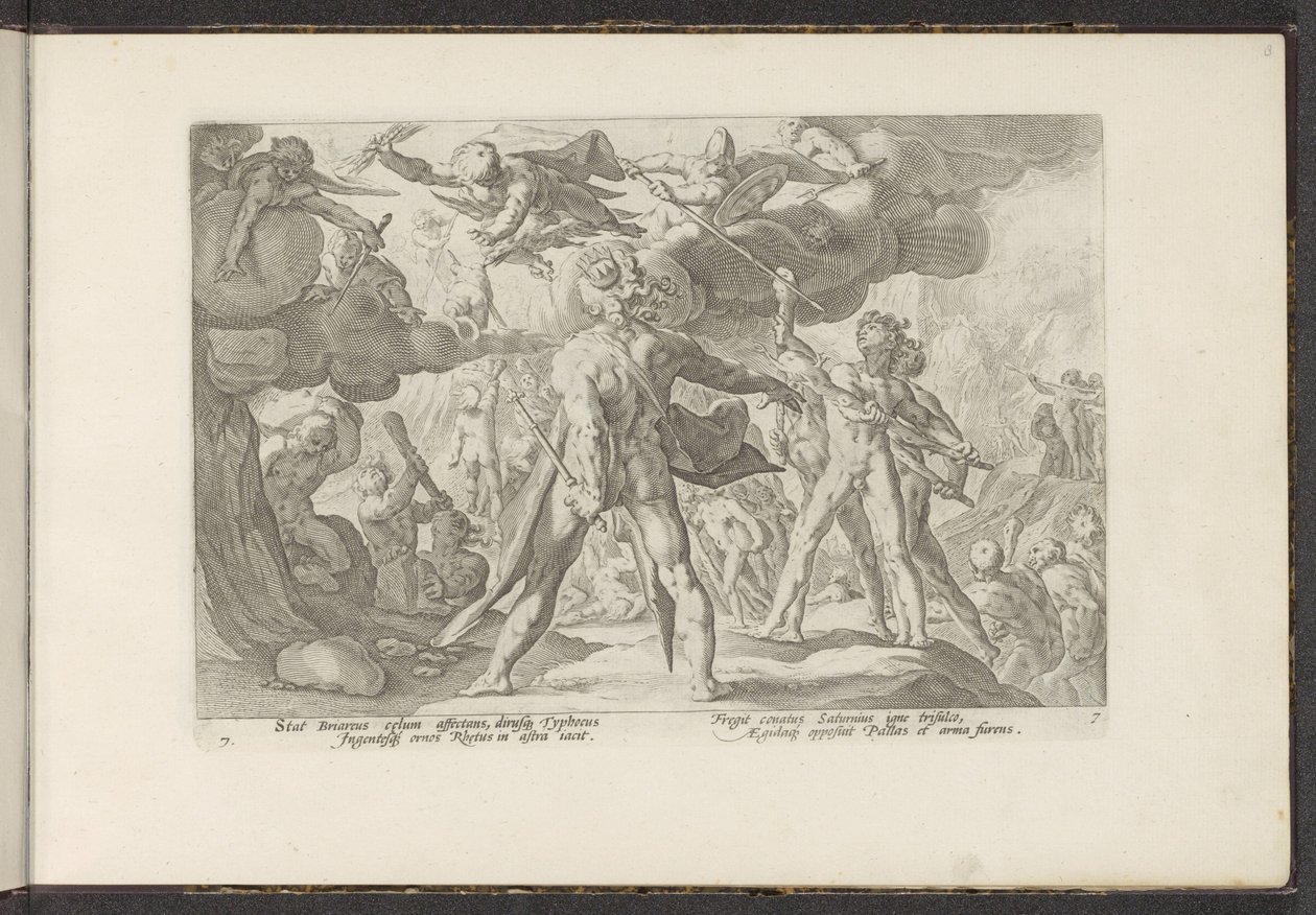 Útok obrů na svět bohů Ovidiovy metamorfózy (název série) Re-creations P. Ovidius Naso (název série) od Hendrick Goltzius (workshop of)