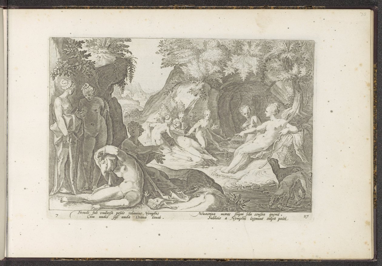 Diana zjistí těhotenství Callisto Ovidiovy metamorfózy (název série) Re-creations P. Ovidius Naso (název série) od Hendrick Goltzius (workshop of)